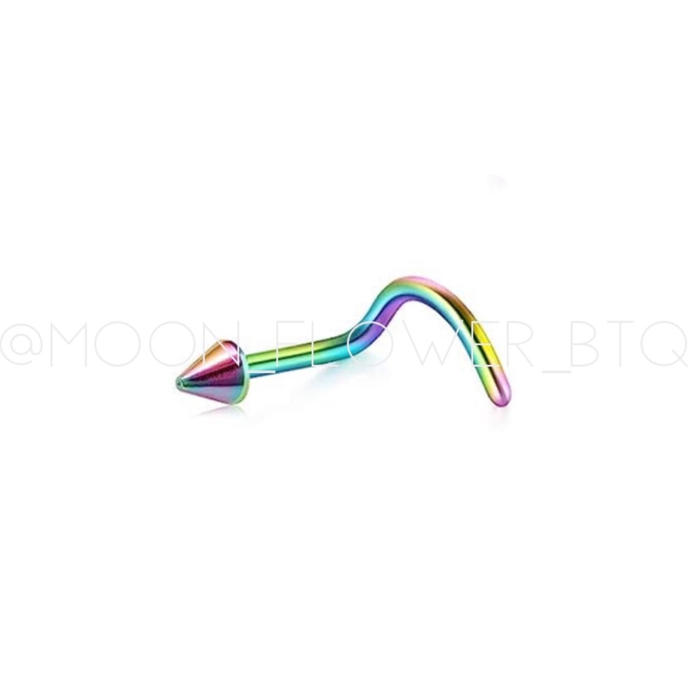 Rainbow Spike Hook Nose Ring